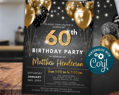 Retro 60th birthday invitations