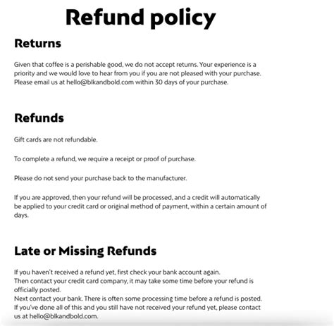 Return Policy Template Example