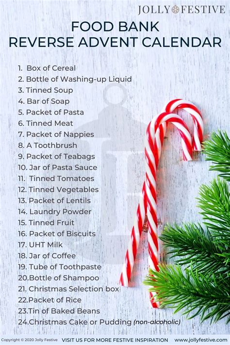 Reverse Advent Calendar Ideas for Food Banks