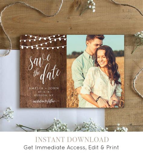 Rustic Save the Date Postcard Template