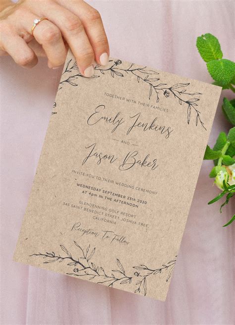 Rustic Wedding Invitation Template Design