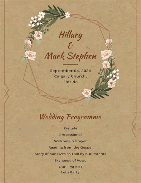 Rustic Wedding Program Templates