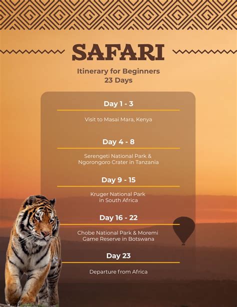 Safari Itinerary Template