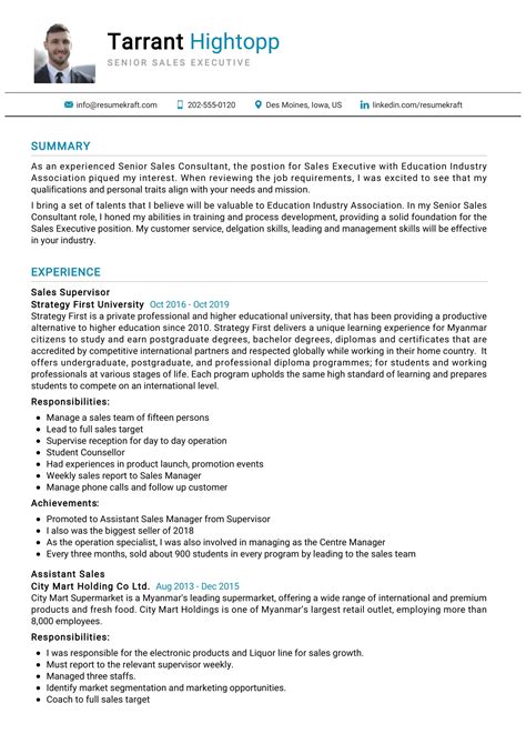 Sales Executive Resume Format