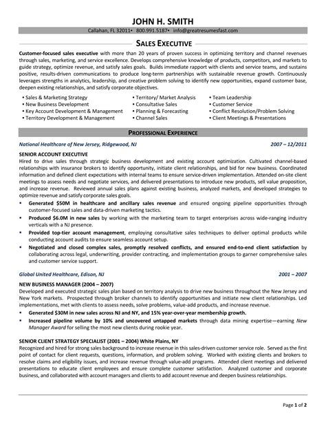 Sales Executive Resume Formats