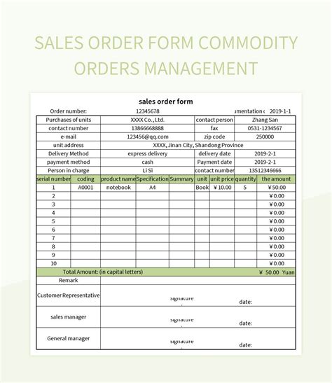 Sales Order Template Excel 2013