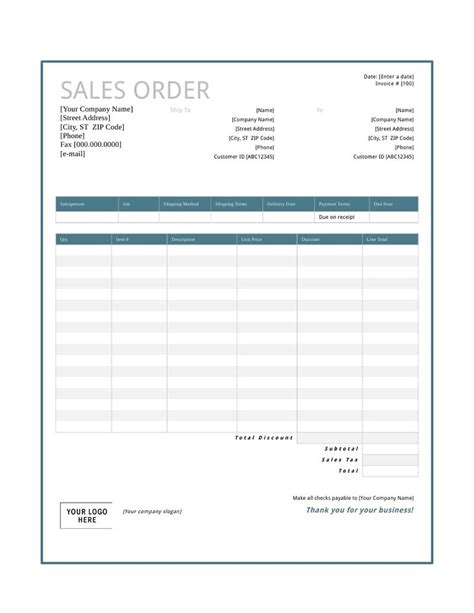 Sales Order Template PDF