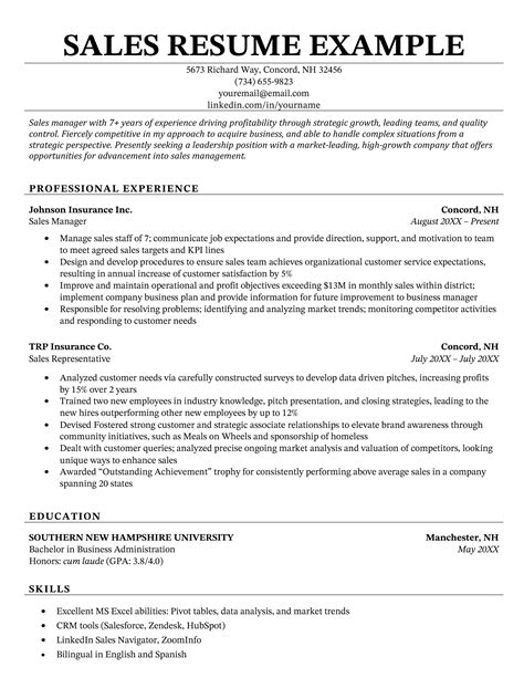 Sales Resume Example 10