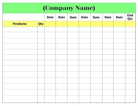 Sales tracking tally sheet