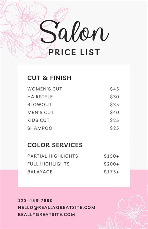 Salon Price List Template Canva