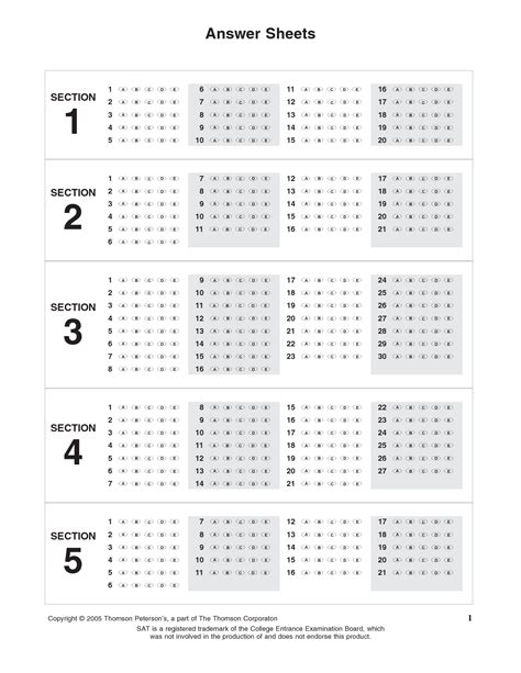 SAT Answer Sheet Practice