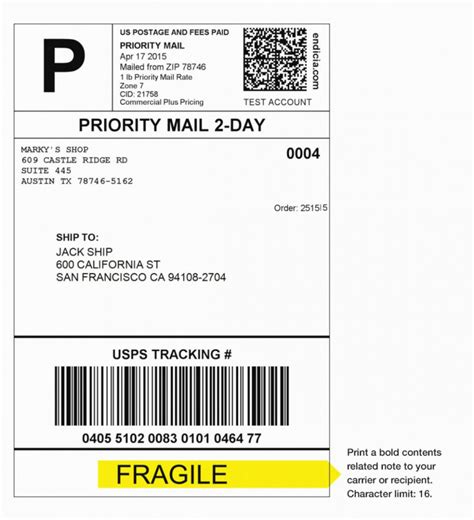 Scannable Shipping Label Template