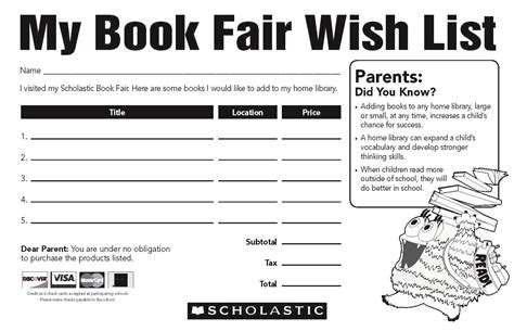 Scholastic Book Fair Wish List Printable Image 5