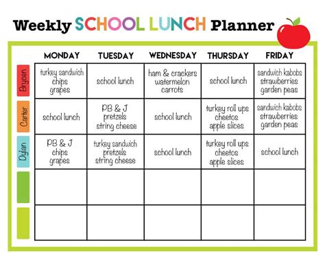 School Lunch Menu Templates Image 3