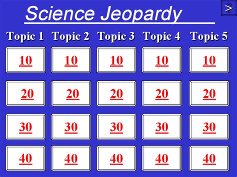 Science Jeopardy Template