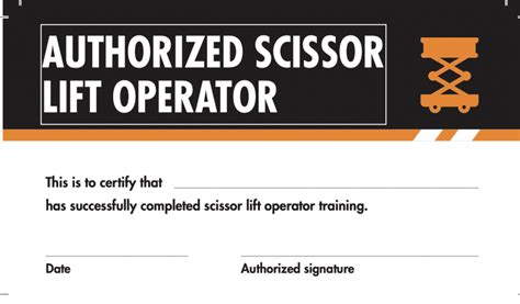 Scissor Lift Certification Card Template