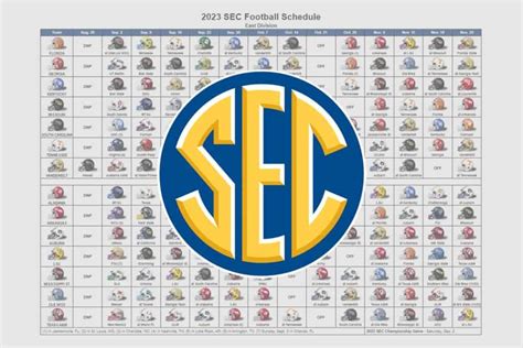 SEC Football Schedule Printable Excel