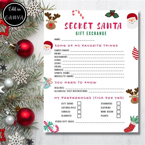 Secret Santa Template Ideas