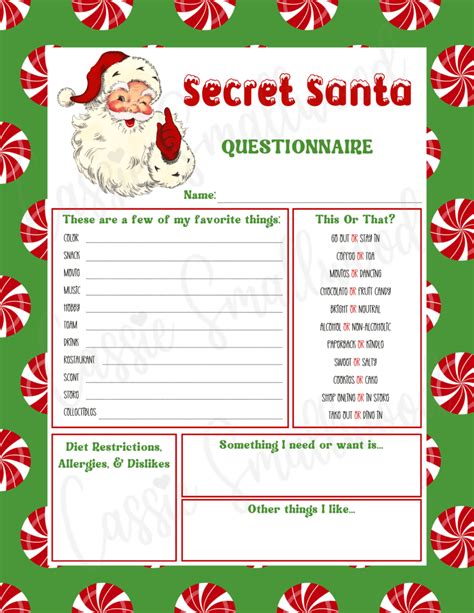 Secret Santa Template Printable