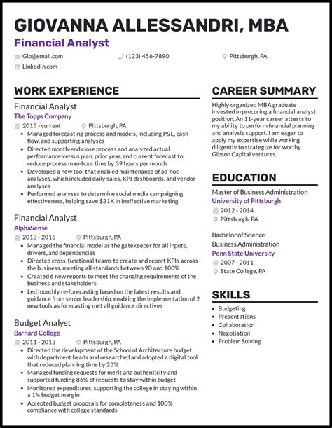 Senior MBA Resume Template