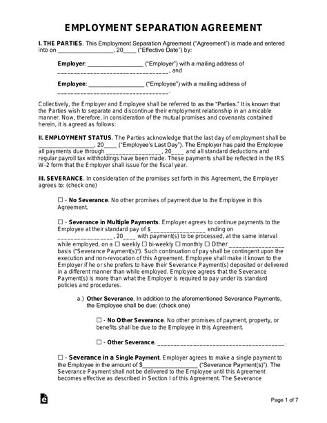 Severance Agreement Template Word