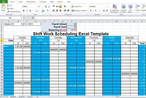 Shift schedule excel template