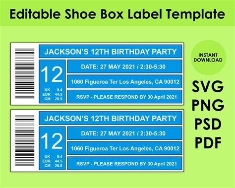 Shoe Box Label Template PDF