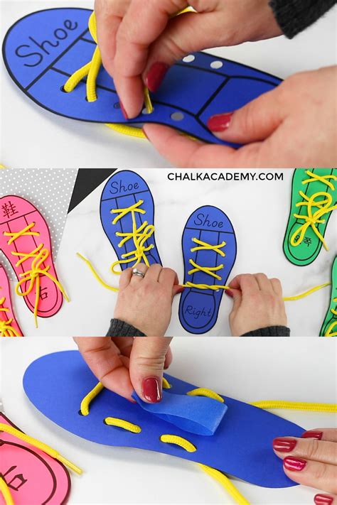 Shoe lacing template with instructions