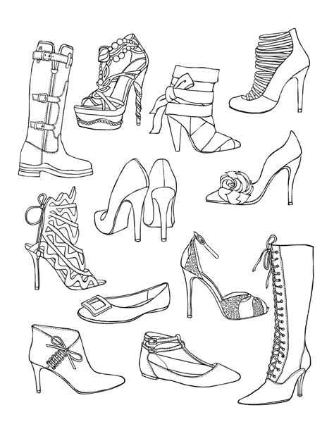 Shoes coloring pages for adults