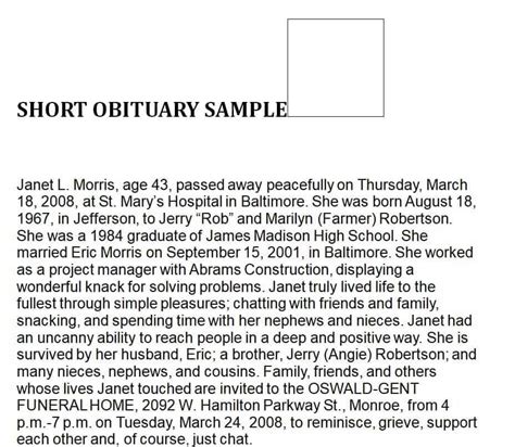 Description of short obituary