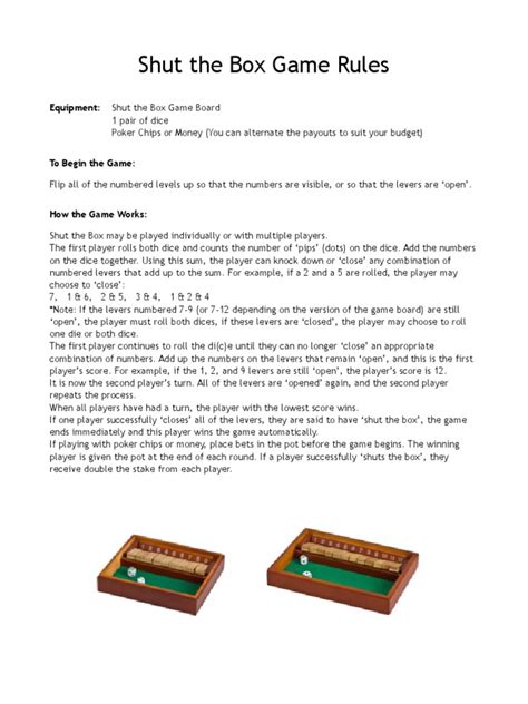 Shut the Box Rules