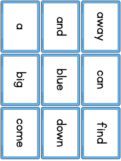 Sight words flashcards for early readers