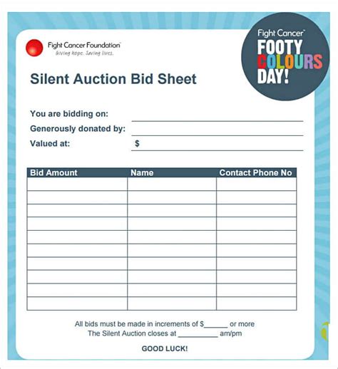 Silent Auction Sheets Benefits