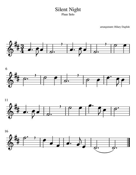 Description of Silent Night Flute Sheets