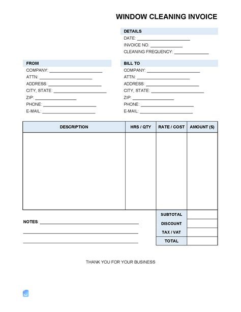 Simple Window Cleaning Invoice Template