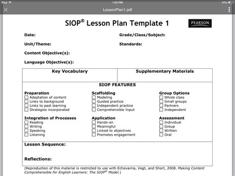 SIOP Templates Introduction