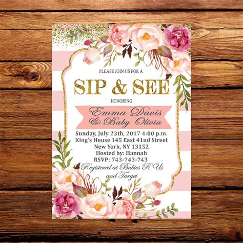 Sip and see party invitation ideas