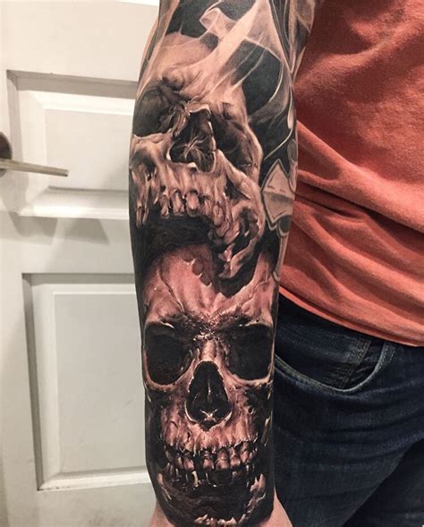 Skull Arm Sleeve Tattoo