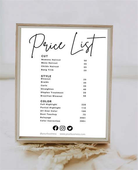 Small Business Price List Template