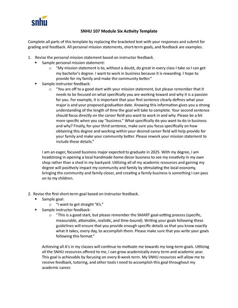 SNHU 107 Module Six Activity Guide Components