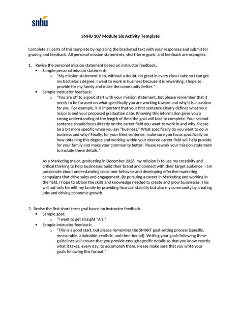 SNHU 107 Module Six Activity Guide Activity Image