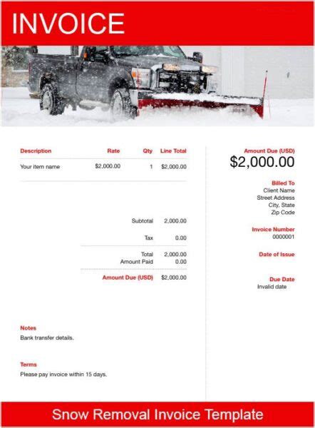 Snow Removal Invoice Template