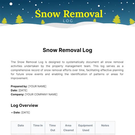 Description of Snow Removal Log Template