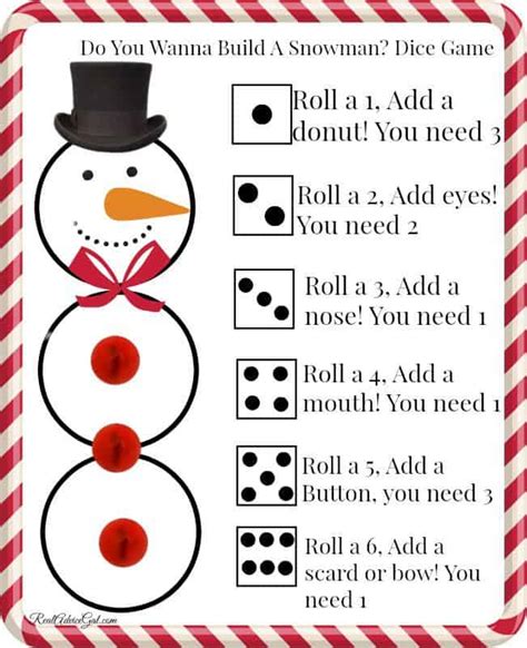 Snowman Dice Game Printables