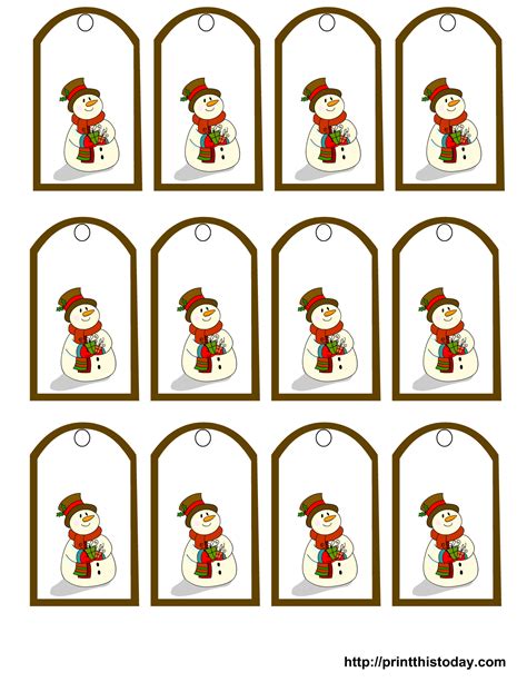 Snowman gift tags