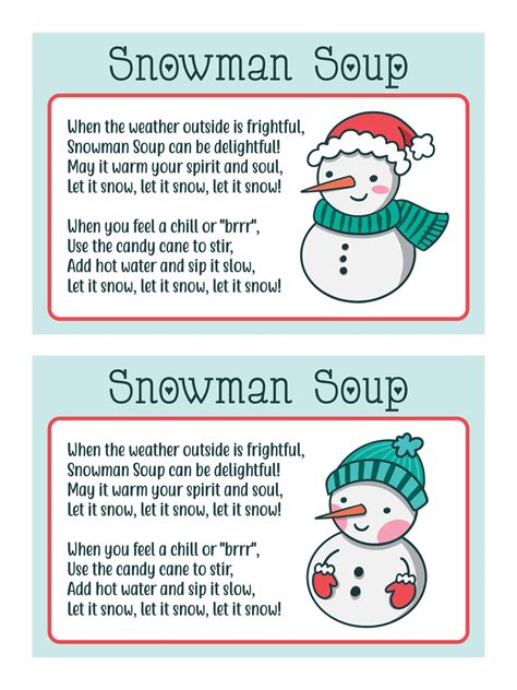 Snowman Soup Printable