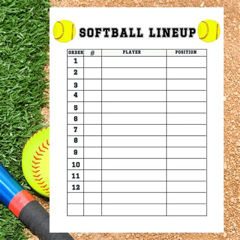 Softball Lineup Cards Example