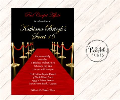 Description of Sophisticated Red Carpet Invites