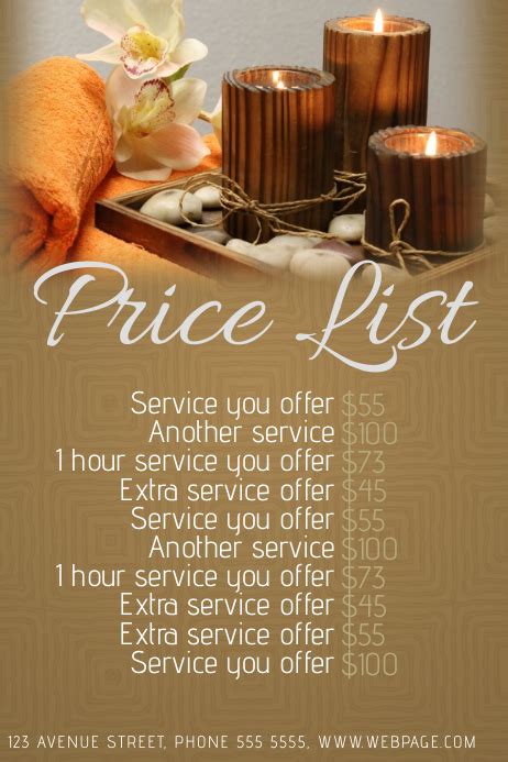 Spa Salon Price List Template