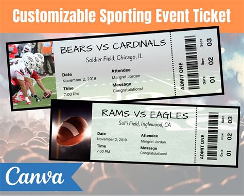 Sporting event ticket templates